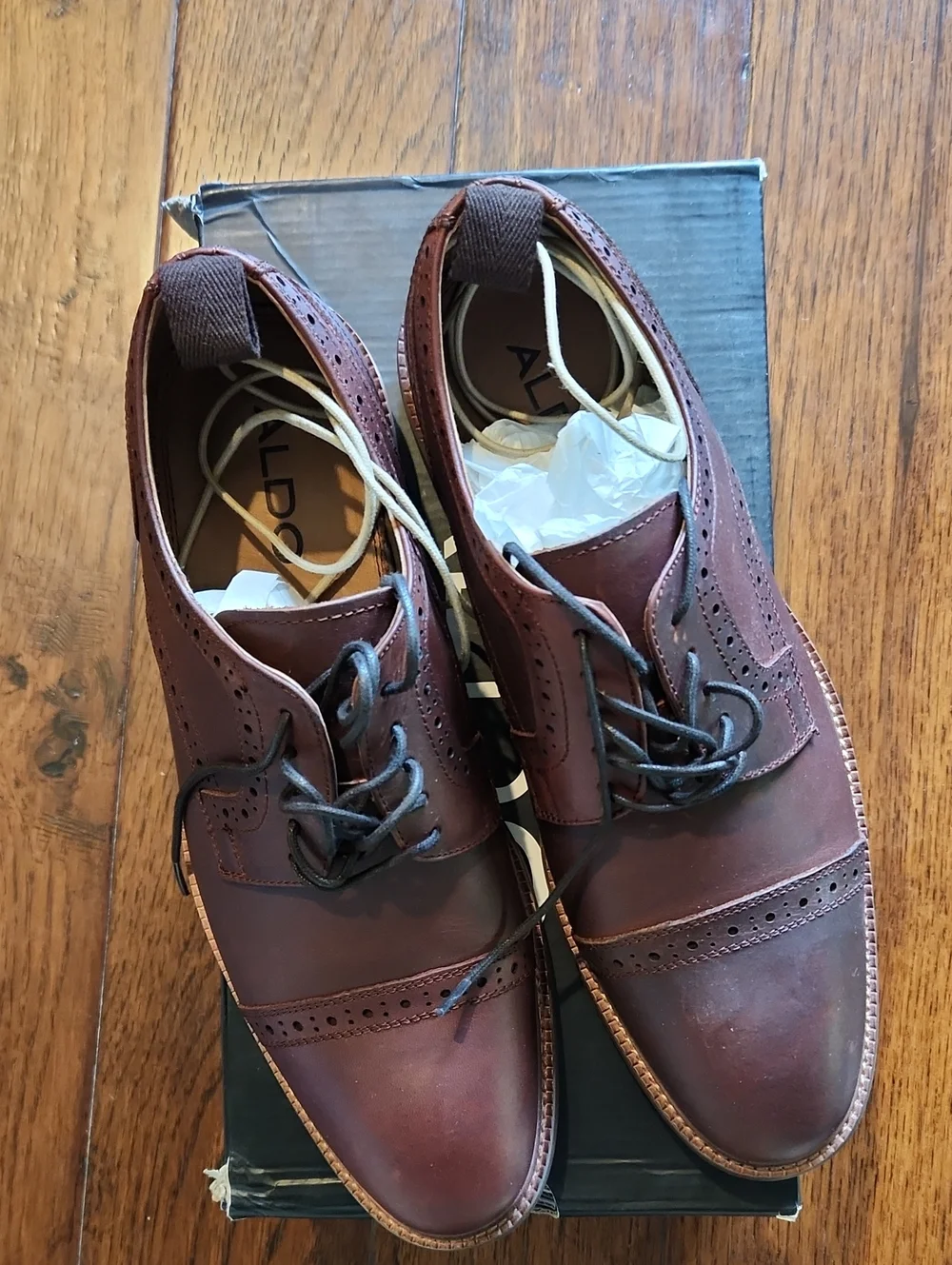 Aldo Men's Chestnut Brown Cap-Toe Derby Oxfords